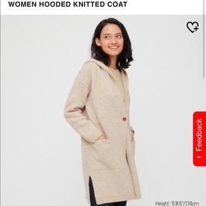Uniqlo Melange Wool Hooded Knitted Coat/Cardigan